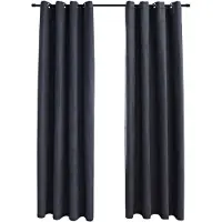 vidaXL Rideaux occultants avec anneaux Métal 2pcs Anthracite 140x225cm