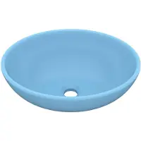vidaXL avabo ovale mat bleu clair 40x33 cm Céramique