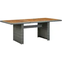 vidaXL Table de jardin gris clair Poly rotin et bois massif d'acacia