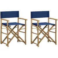 vidaXL Chaises de régie pliantes 2 pcs. Bleu Bambou et tissu
