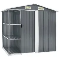 vidaXL Abri de jardin avec étagère Gris 205x130x183 cm Fer