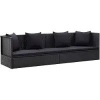vidaXL Canapé-lit de jardin avec coussins Poly rotin noir