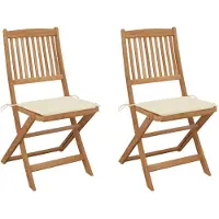 vidaXL Chaises de jardin pliantes 2 pcs. avec coussins en bois massif d'acacia