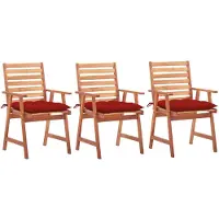 vidaXL Chaises de jardin 3 pièces avec coussins en bois massif d'acacia