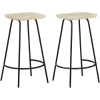vidaXL Tabouret de bar 2 pcs. Bois massif de manguier