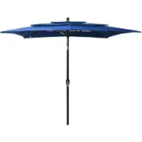 vidaXL Parasol avec mât en aluminium 3 couches bleu azur 2,5x2,5 m