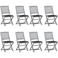 vidaXL Klappbare Gartenstühle 8 Stk. mit Kissen Massivholz Akazie
