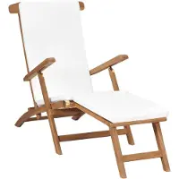 vidaXL Chaise longue avec support Blanc crème Bois massif Teck