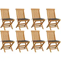 vidaXL Chaises de jardin avec coussins anthracite 8 pcs. Bois massif teck