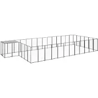 vidaXL Chenil Noir 22,99 m² Acier