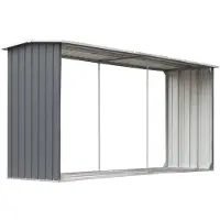 vidaXL Dépôt de bois de chauffage en acier galvanisé 330 x 92 x 153 cm Gris