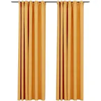 vidaXL Rideaux occultants aspect lin et crochets 2 pcs Jaune 140x225cm