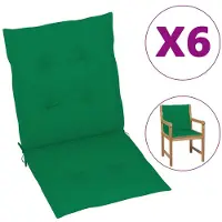 vidaXL Coussins de chaise de jardin à dossier bas lot de 6 vert