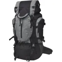 vidaXL Sac à dos de randonnée XXL 75 L noir et gris