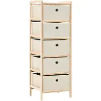 vidaXL Étagère de rangement 5 paniers tissu bois de cèdre beige