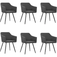 vidaXL Chaises de salle à manger 6 pcs. Tissu gris foncé