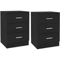 vidaXL Tables de chevet 2 pcs Noir 38x35x56 cm Bois d'ingénierie
