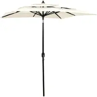 vidaXL Parasol avec mât en aluminium 3 couches couleur sable 2x2 m