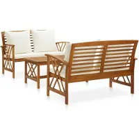 vidaXL Ensemble de salon de jardin 3 pièces avec coussins en bois massif d'acacia