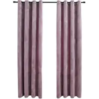 vidaXL Rideaux occultants avec anneaux 2 pcs Velours Rose 140x245 cm