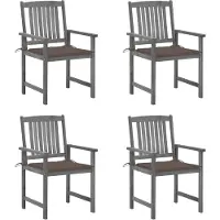 vidaXL Chaises de jardin avec coussins 4 pcs. Gris Bois massif Acacia