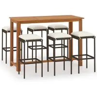 vidaXL Ensemble bar de jardin 7 pièces avec coussins Marron