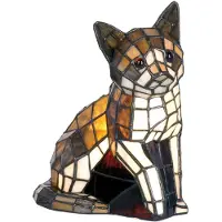 Clayre & Eef Tiffany lampe de table chat 21x11x25 cm brun blanc verre