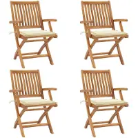 vidaXL Chaises de jardin pliantes avec coussins 4 pcs. Bois massif teck