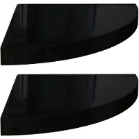 vidaXL Étagères d'angle flottantes 2pcs noir brillant 35x35x3,8 cm MDF