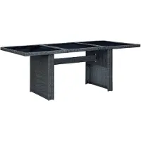 vidaXL Table de jardin gris foncé Poly rotin et verre trempé