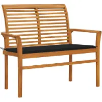 vidaXL Banc de jardin avec revêtement noir 112 cm bois massif teck
