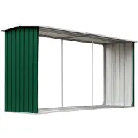 vidaXL Abri de stockage de bois Acier galvanisé 330x92x153 cm Vert