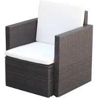 vidaXL Chaise de jardin avec coussins Poly Rattan Marron