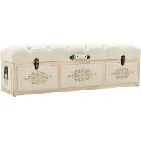 vidaXL Banc de rangement 110 cm Crème Bois de sapin massif et tissu