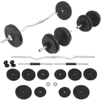 vidaXL Ensemble d'haltères longs et courts 30 kg