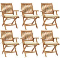 vidaXL Chaises de jardin pliantes avec coussins 6 pcs. Bois massif teck