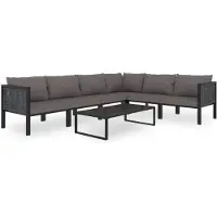 vidaXL Ensemble salon de jardin 7 pièces avec coussins Poly rotin Anthracite