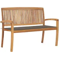 vidaXL Banc de jardin empilable avec support 128,5 cm bois massif teck