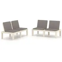 vidaXL Bancs de jardin avec coussins 2 pcs. Plastique blanc