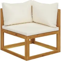 vidaXL Canapé d'angle modulaire avec coussins blanc crème Acacia massif