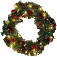 Haushalt - Couronne de Noël - Ø60 cm - Avec lampes, boules de Noël et pommes de pin