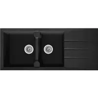 Generique STRADOUR Evier cuisine a encastrer 2 bacs + 1 egouttoir Aloa - Resine - 116 x 50 cm - Noir