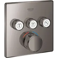 GROHE Thermostat GROHTHERM SMARTCONTROL carré, 3 vannes d'arrêt hard graphite