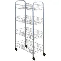 Metaltex 340634 Pisa Chariot multi-usages à 4 niveaux / étagère roulante, hauteur 84 cm