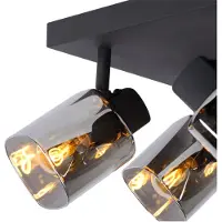 Lucide Lampe de plafond Alion Noir 4 clairs avec verre fumé