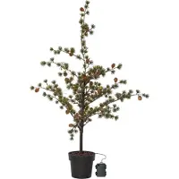 Star Trading : Sapin décoratif en bois, vert, indice de protection IP44, durée de fonctionnement : 6 heures, 18 heures, 40 ampoules