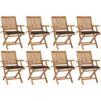 vidaXL Chaises de jardin pliantes avec coussins 8 pcs. Bois massif teck