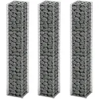 vidaXL Jeu de panier de gabion 3 pcs Fil galvanisé 25x25x150 cm