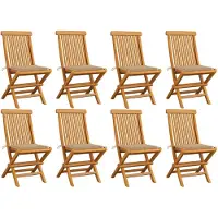 vidaXL Chaises de jardin avec coussins beiges 8 pcs. Bois massif teck