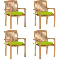 vidaXL Chaises de jardin empilables avec coussins 4 pcs. Bois massif teck